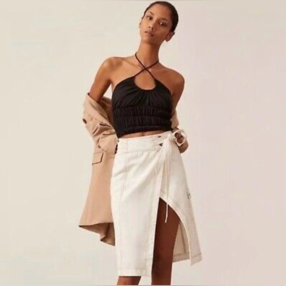 NWT Pilcro Anthropologie Utility Wrap Skirt 100% Cotton Size 14